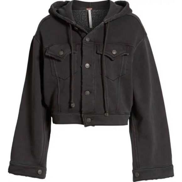 NWT Free People‎ Dreamers Charcoal Jacket Sweatshirt Size Small New With Tags S - Picture 3 of 15